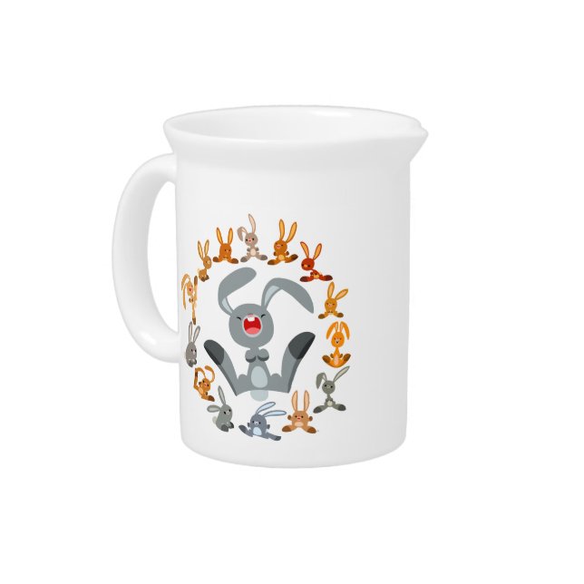 Cute Cartoon Rabbits Mandala Pitcher (Left)