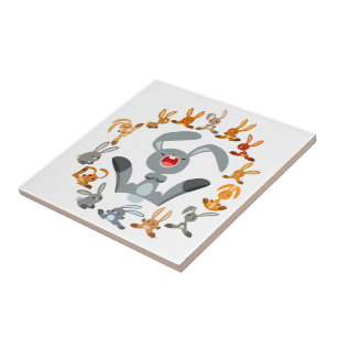 Cute Cartoon Rabbits Mandala Tile