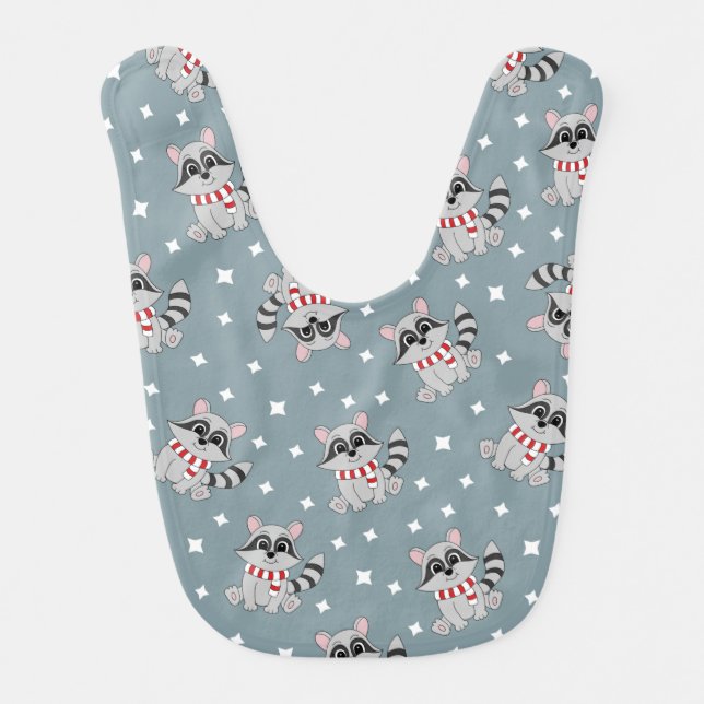 Cute cartoon raccoon baby bib (Front)