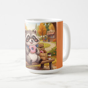 Cute Cartoon Raccoon Eating Strawberry Donut Coffee Mug