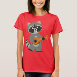 Cute Cartoon Raccoon Playing Banjo Women T-Shirt