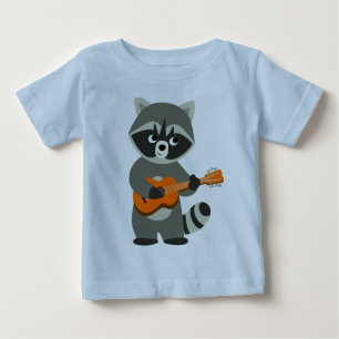 Cute Cartoon Raccoon Playing Guitar Baby T-Shirt