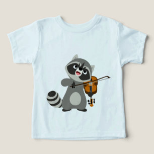 Cute Cartoon Raccoon Playing Violin Baby T-Shirt Toddler T-shirt