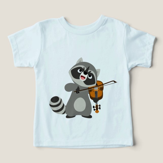Cute Cartoon Raccoon Playing Violin Baby T-Shirt Toddler T-shirt (Design Front)