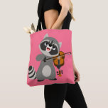 Cute Cartoon Raccoon Playing Violin Tote Bag