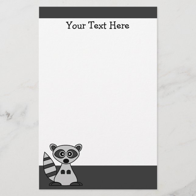 Cute Cartoon Raccoon Stationery (Front)