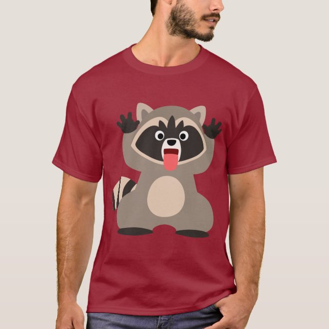 Cute Cartoon Raccoon Sticking Out Tongue T-Shirt (Front)