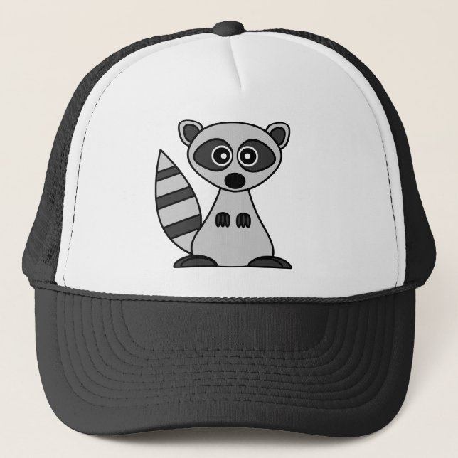 Cute Cartoon Raccoon Trucker Hat (Front)