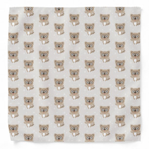 Cute Cartoon Raccoons Winter Pattern Bandana