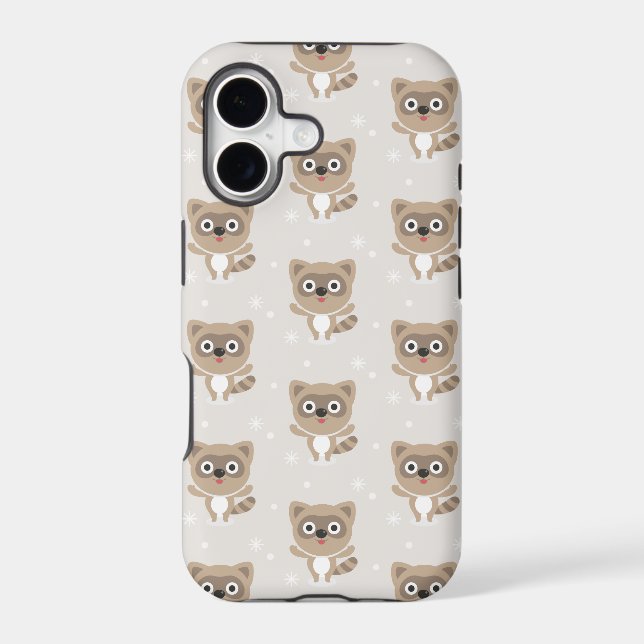 Cute Cartoon raccoons Winter Pattern Case-Mate iPhone Case (Back)