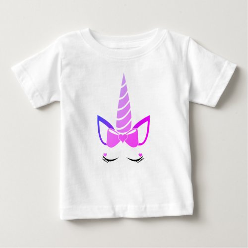 cute cartoon rainbow purple pink unicorn baby T_Shirt