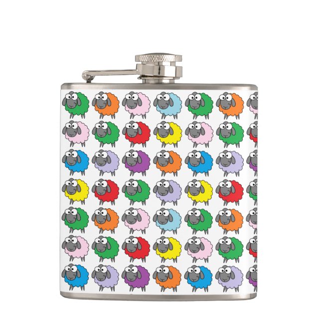 Cute Cartoon Rainbow Sheep Flask (Front)