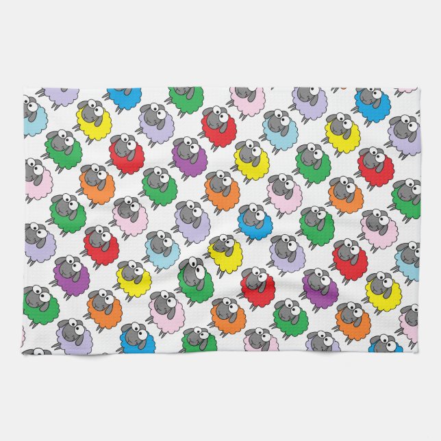 Cute Cartoon Rainbow Sheep Kitchen Towel (Horizontal)