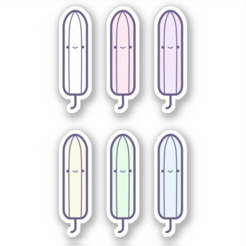 Cute Cartoon Rainbow Tampons Set First Period  Sticker