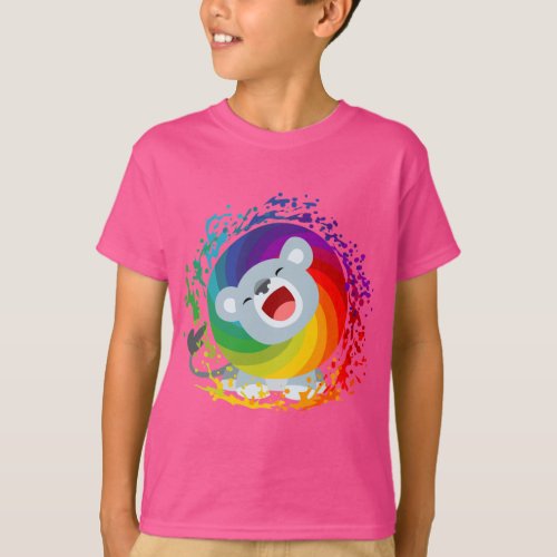 Cute Cartoon Rainbow White Lion Children T_Shirt