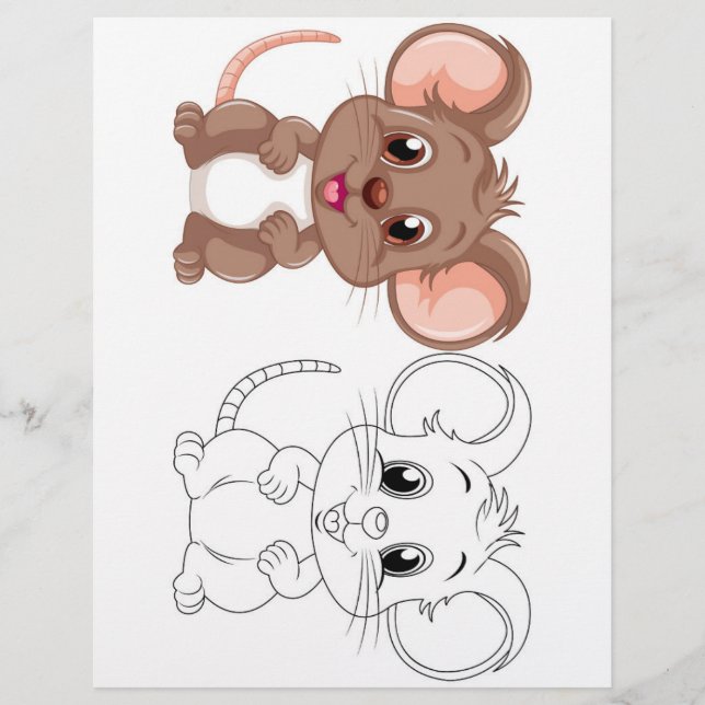 Cute cartoon rat coloring page (Front)