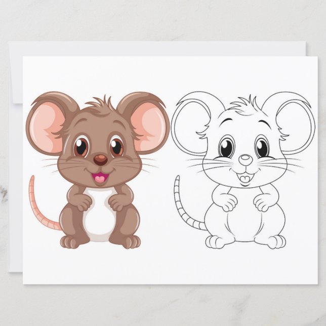 Cute cartoon rat coloring page (Front)