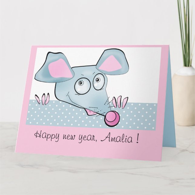 Cute cartoon rat mouse New Year 2020 symbol kids c Card (Front)