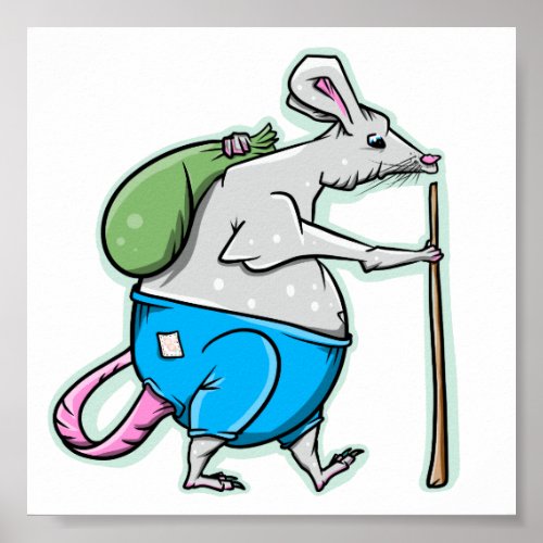 Cute cartoon rat poster