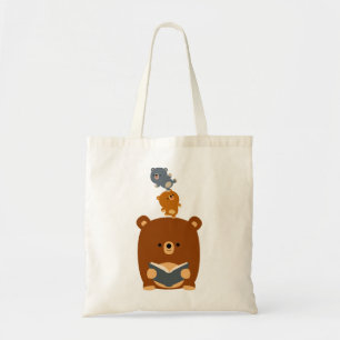 Cute Cartoon Reading Bear and Cubs Bag