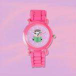 Cute Cartoon Reading Cow Girl Pink Watch