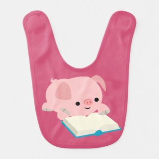 Cute Cartoon Reading Piglet Baby Bib