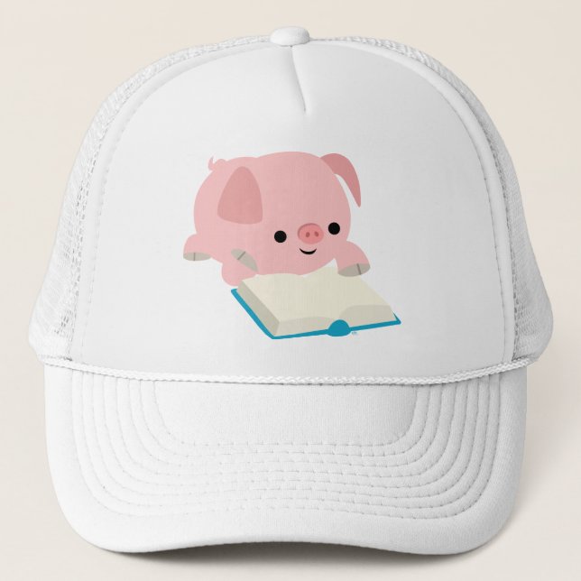 Cute Cartoon Reading Piglet  Hat (Front)