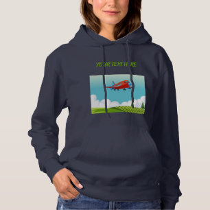 Cute Cartoon Red Airplane Travel Custom Name  Hoodie