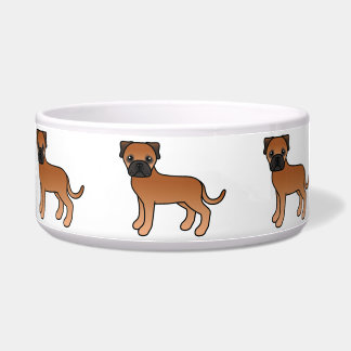 Cute Cartoon Red Bullmastiff Dogs Bowl