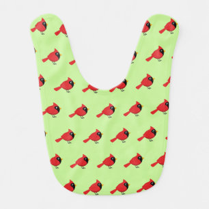 Cute Cartoon Red Cardinal with Flowers Baby Bib