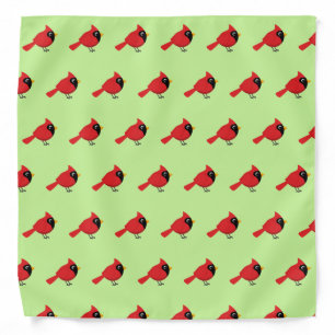 Cute Cartoon Red Cardinal with Flowers Bandana