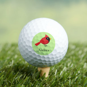 Cute Cartoon Red Cardinal with Flowers Golf Balls