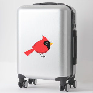 Cute Cartoon Red Cardinal with Flowers Sticker