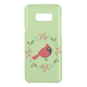 Cute Cartoon Red Cardinal with Flowers Uncommon Samsung Galaxy S8+ Case