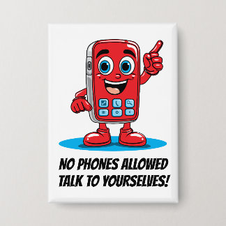 Cute Cartoon Red Cell Phone No Phones Allowed Button