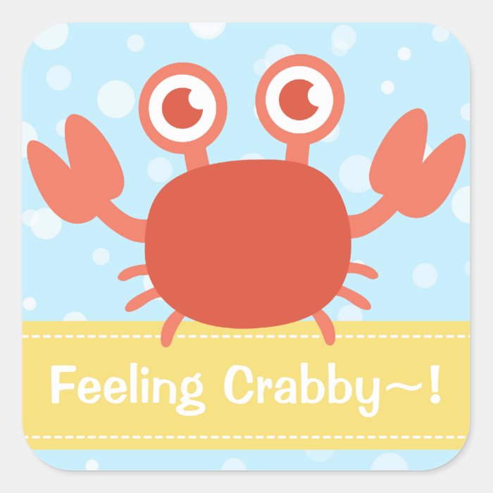 Cute Cartoon Red Crab with Bubbles Background Sticker