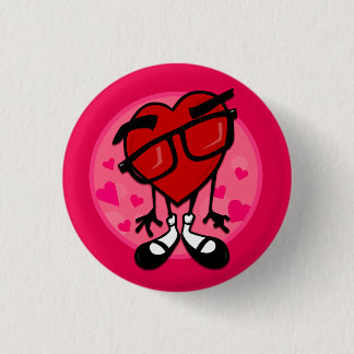CUTE CARTOON RED HEART ROUND BUTTON