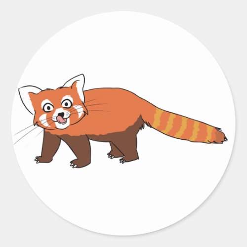 Cute Cartoon Red Panda Sticking Out Tongue Classic Round Sticker