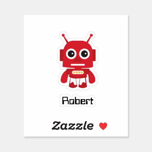 Cute Cartoon Red Retro Robot Sticker
