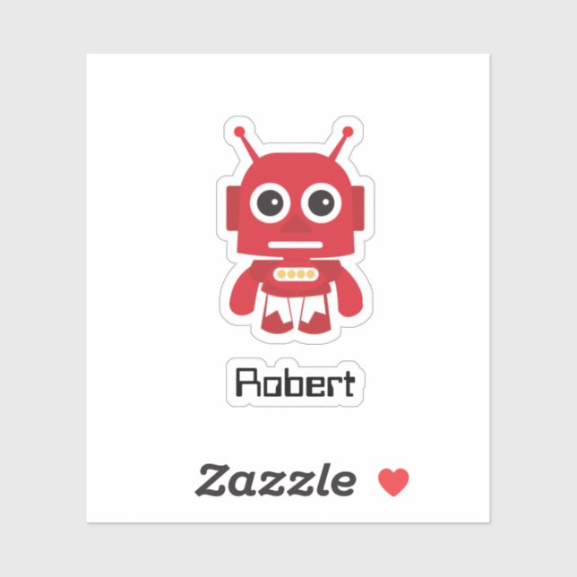 Cute Cartoon Red Retro Robot Sticker (Sheet)