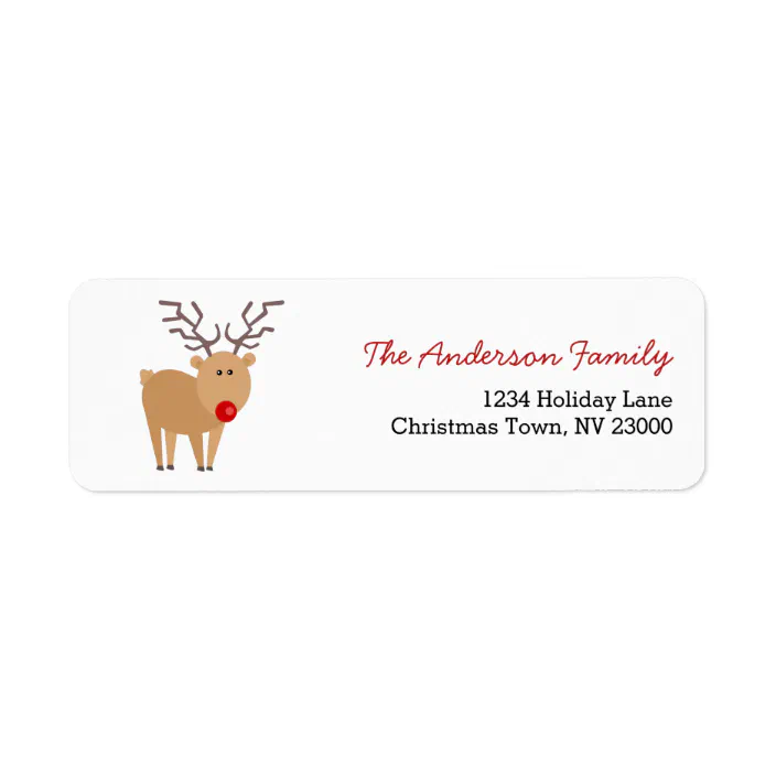 30 Custom Christmas Reindeer Art Personalized Address Labels 