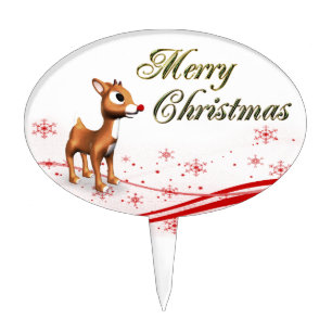 Cute Cartoon Reindeer Christmas Cake Topper