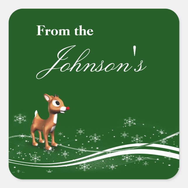 Cute Cartoon Reindeer Christmas Gift Tags (Front)