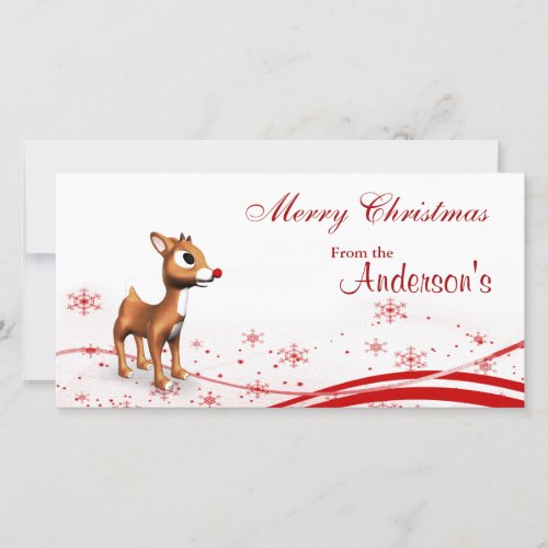 Cute Cartoon Reindeer Christmas Gift Tags Holiday Card