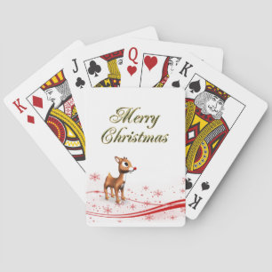 Cute Cartoon Reindeer Christmas Poker Cards