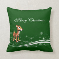 Cute Cartoon Reindeer Christmas Throw Pillow