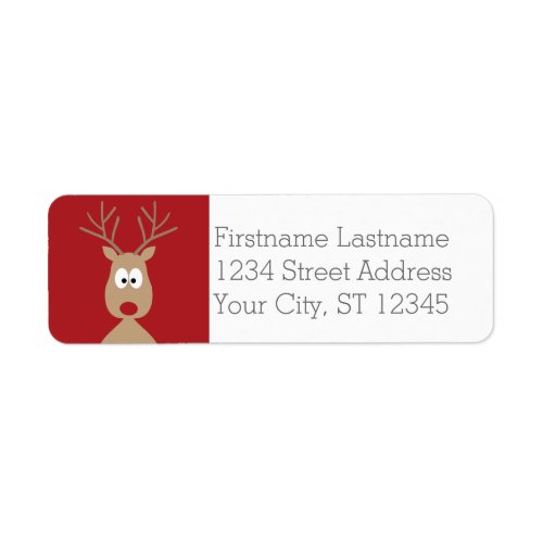 Cute Cartoon Reindeer _ Merry Christmas Greeting Label