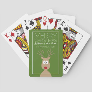 Cute Cartoon Reindeer - Merry Christmas Greeting Poker Cards