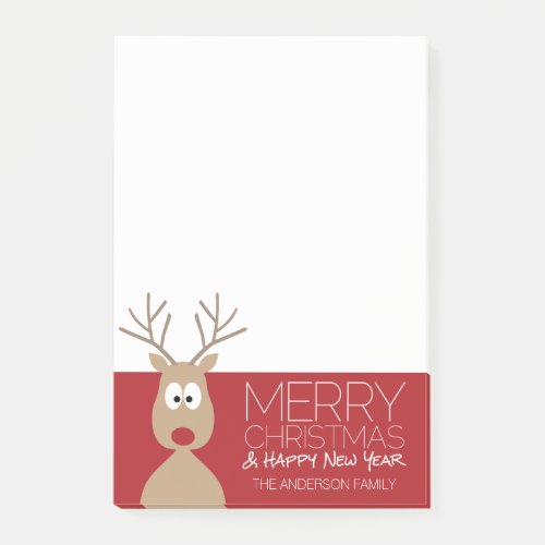 Cute Cartoon Reindeer _ Merry Christmas Greeting Post_it Notes