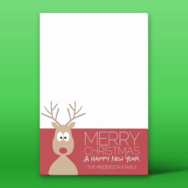 Cute Cartoon Reindeer - Merry Christmas Greeting Post-it Notes (Custom Post-It Notes)